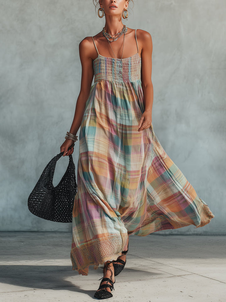 Multicolor Plaid Maxi Dress