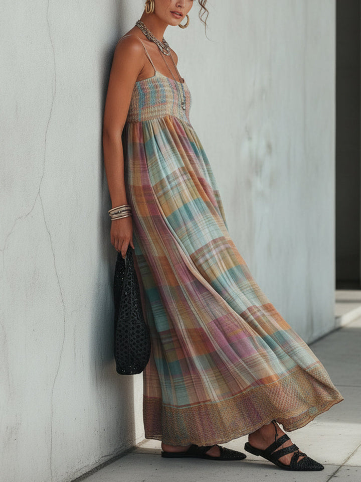 Multicolor Plaid Maxi Dress