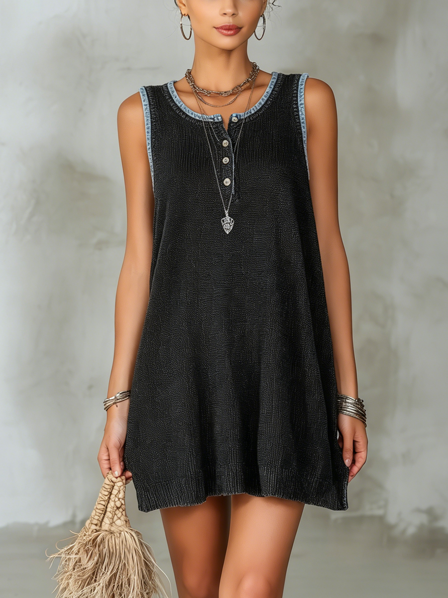 Elise | Denim Trim Mini Dress