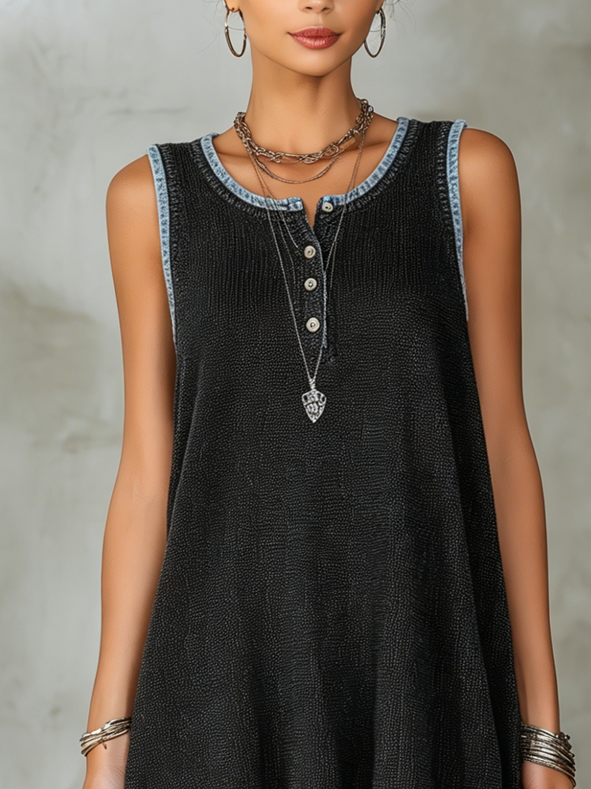 Elise | Denim Trim Mini Dress