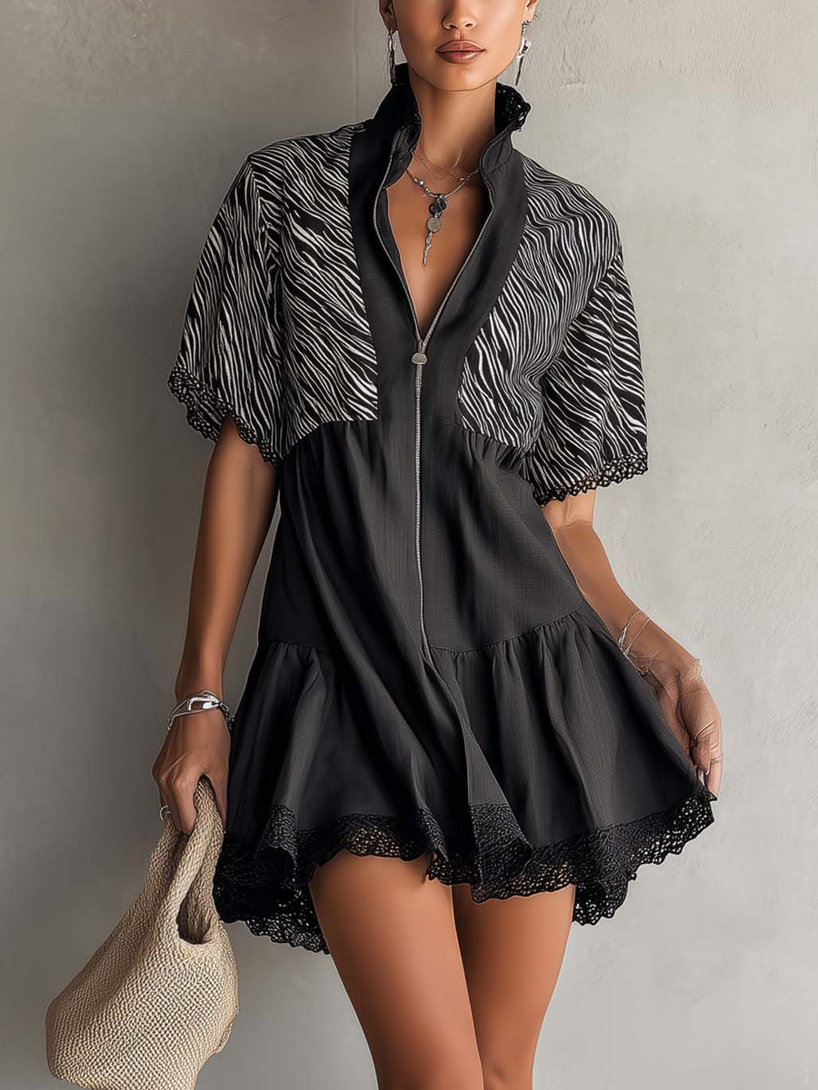 Savannah | Zebra Lace Mini Dress