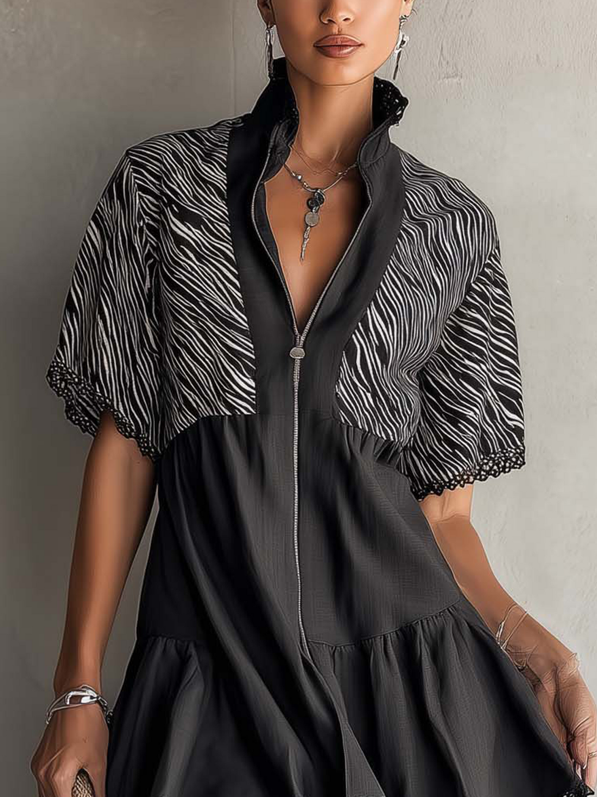 Savannah | Zebra Lace Mini Dress