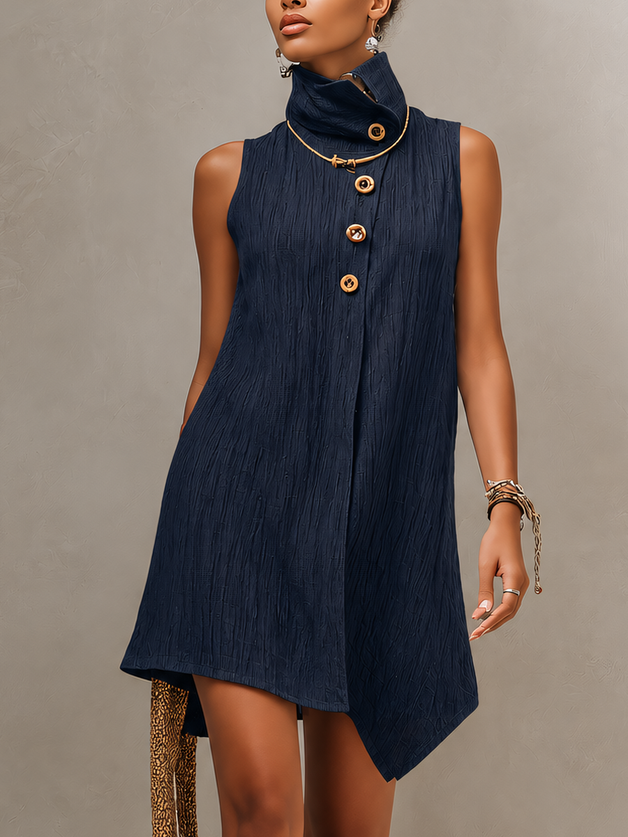 Amélie | Asymmetric Navy Mini Dress