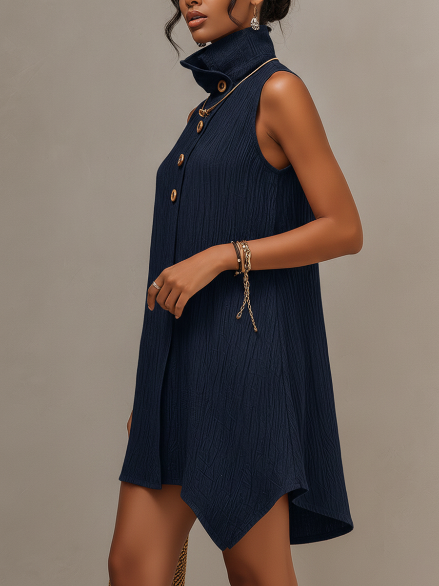 Amélie | Asymmetric Navy Mini Dress