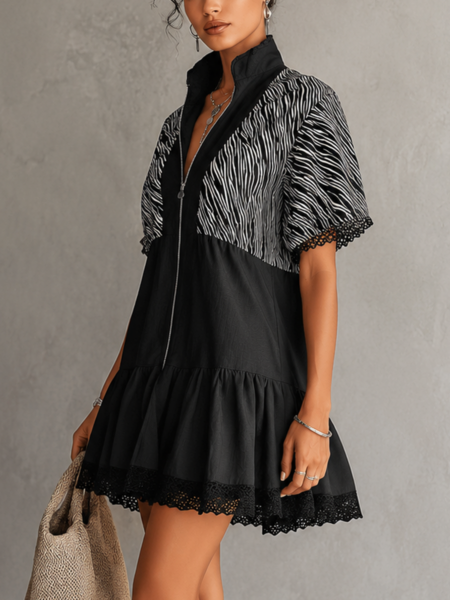 Savannah | Zebra Lace Mini Dress