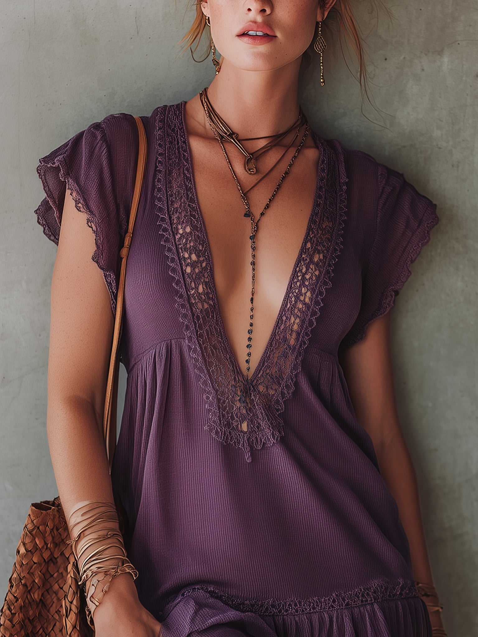 Amélie | Lace Trim Mini Dress