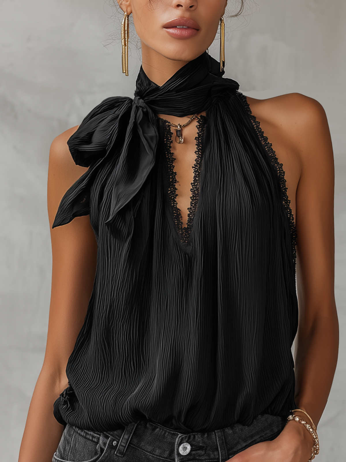 Celeste | Lace Bow Top