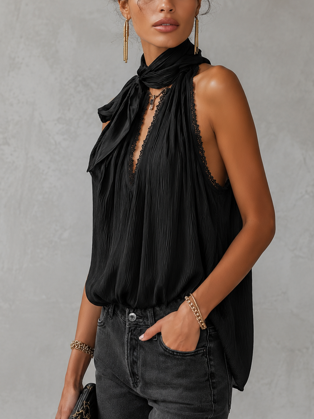 Celeste | Lace Bow Top