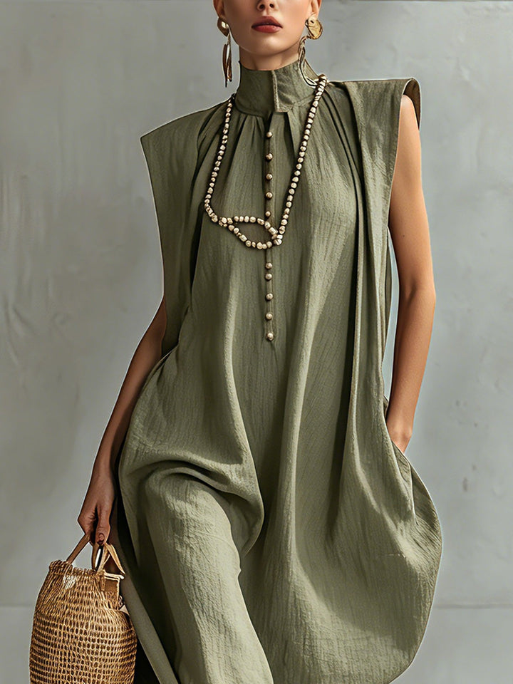 Olive Relaxed O-Line Maxi Dress
