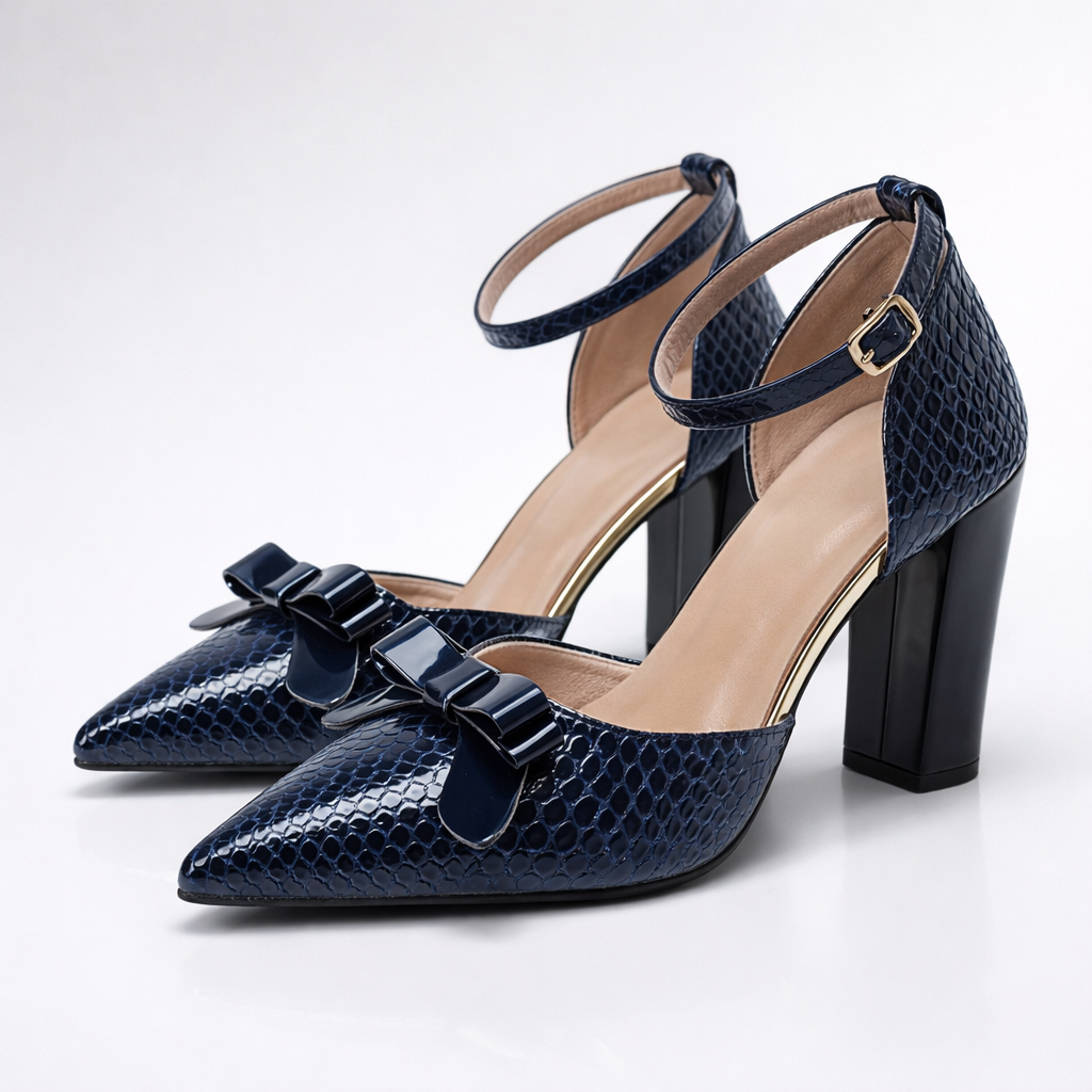 Elara | Croc Bow Block Heels
