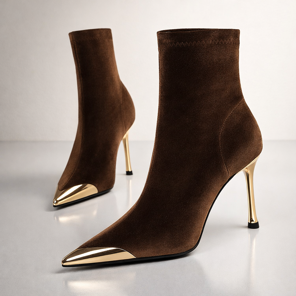 Aurelia | Gold Toe Stiletto Ankle Boots