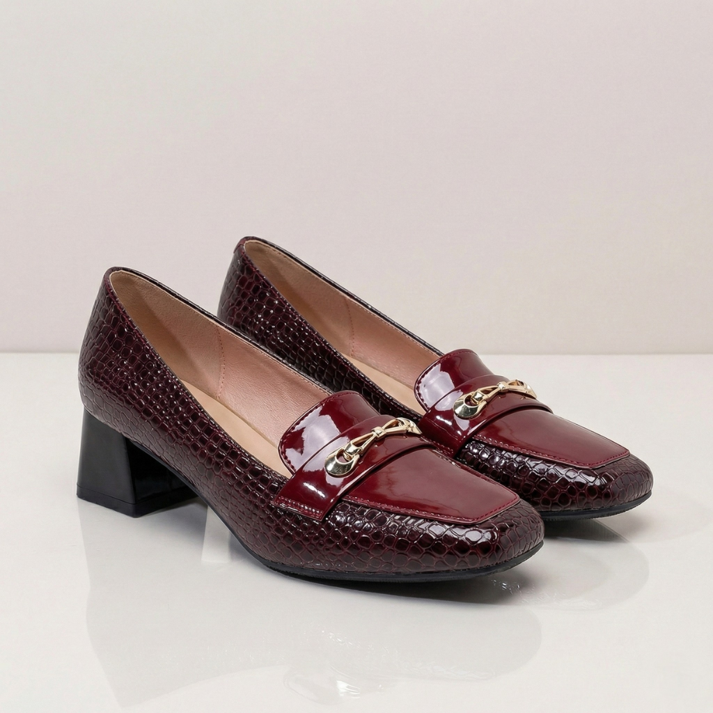 Verra | Croc-Embossed Loafer Heels