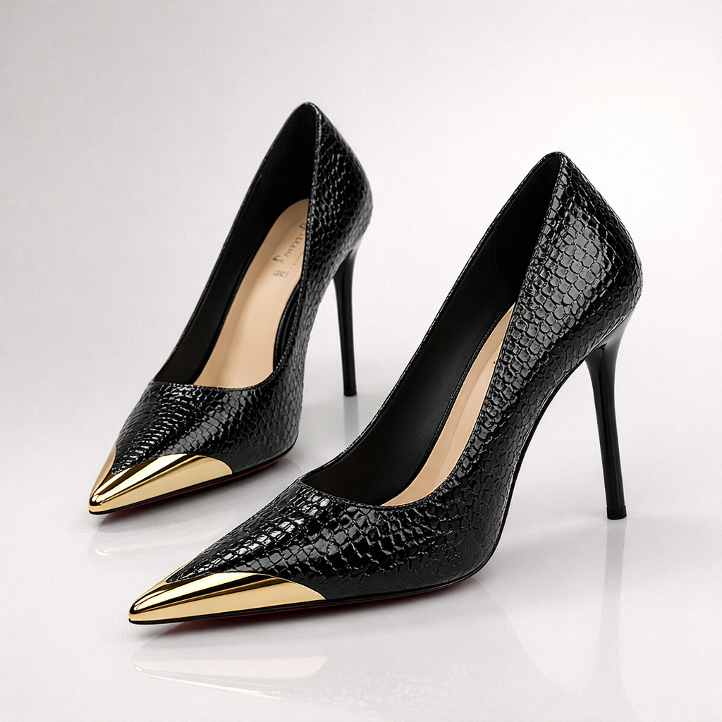 Valeria | Metallic Toe Stiletto Heels