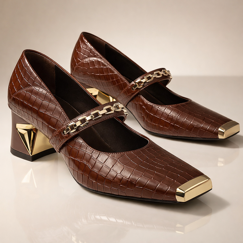 Aurea | Croc Chain Block Heels