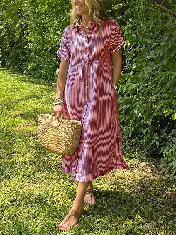 Wendy | Striped Midi Shirt Dress