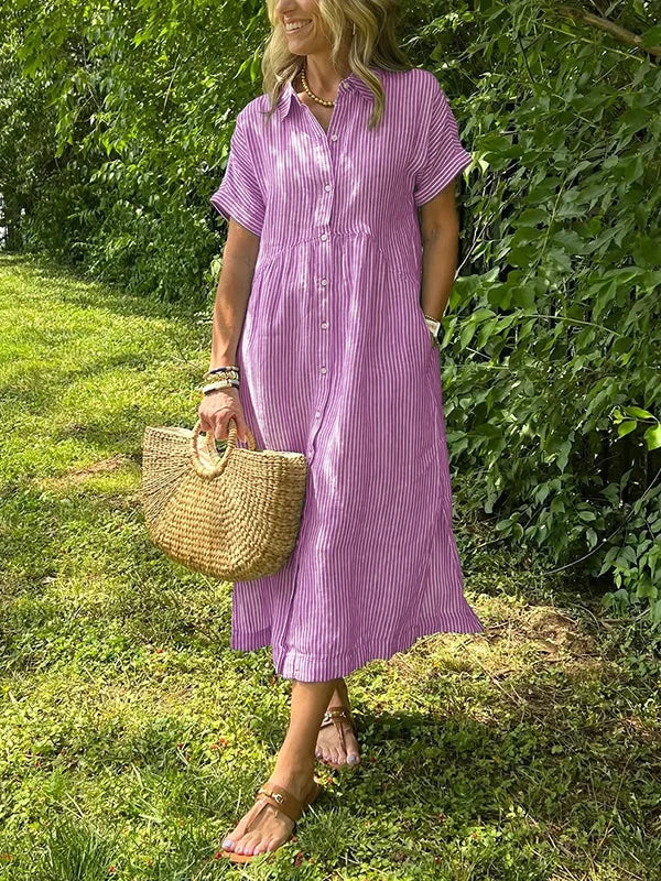 Wendy | Striped Midi Shirt Dress