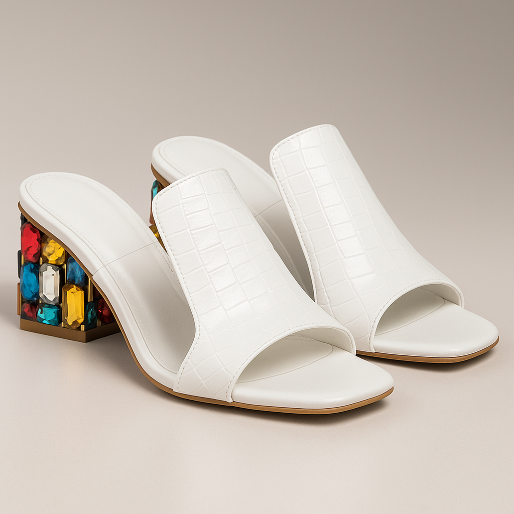 Lumière | Jewel Heel Mule Sandals