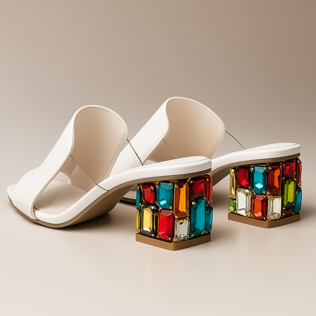 Lumière | Jewel Heel Mule Sandals