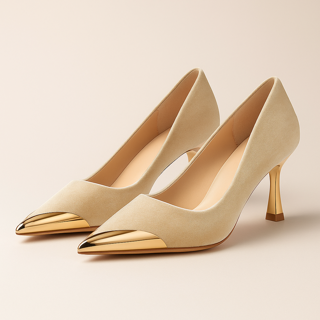 Valentina | Gold Toe Pumps