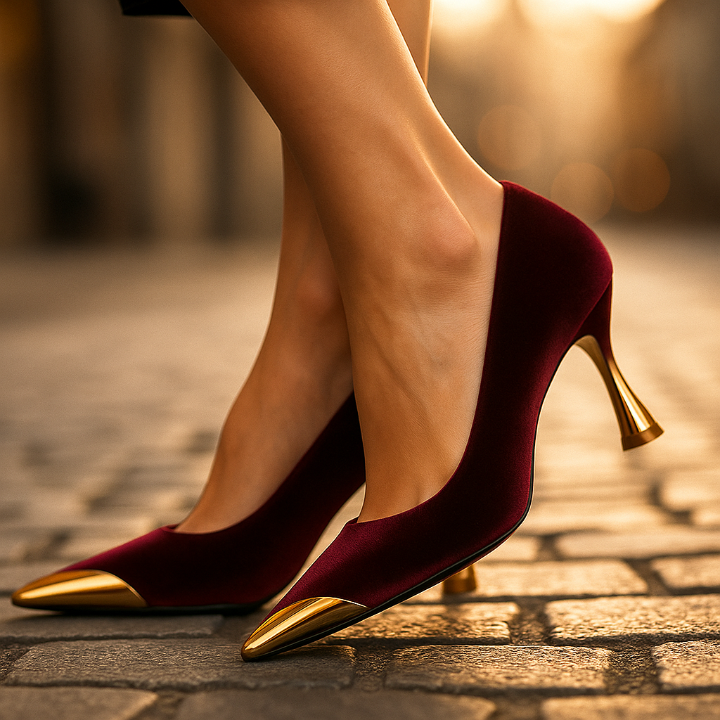 Valentina | Gold Toe Pumps