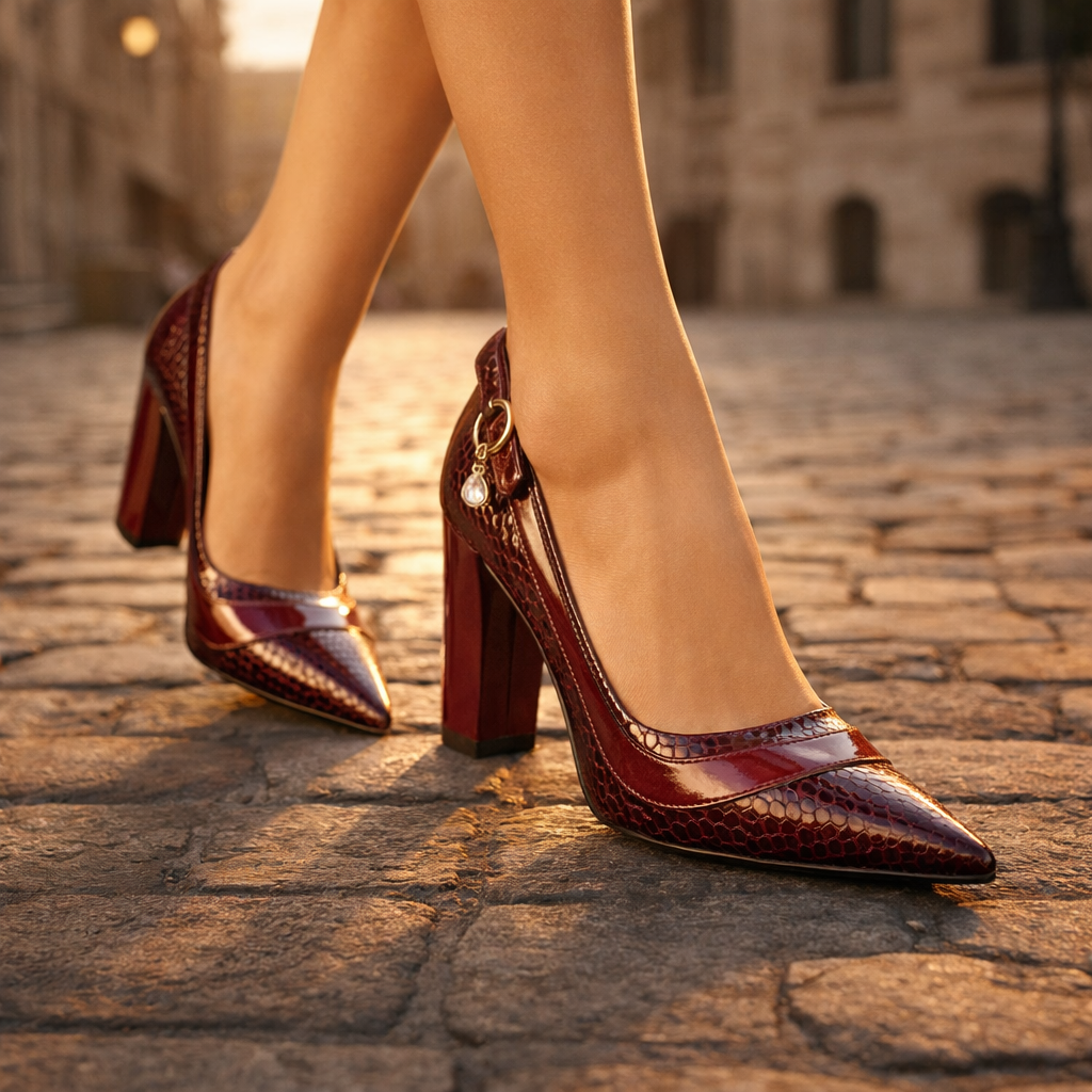 Kara | Croc Block Heels