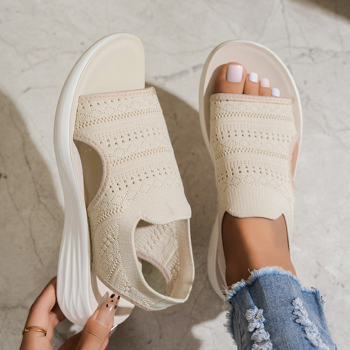 Faye | Knit Platform Sandals
