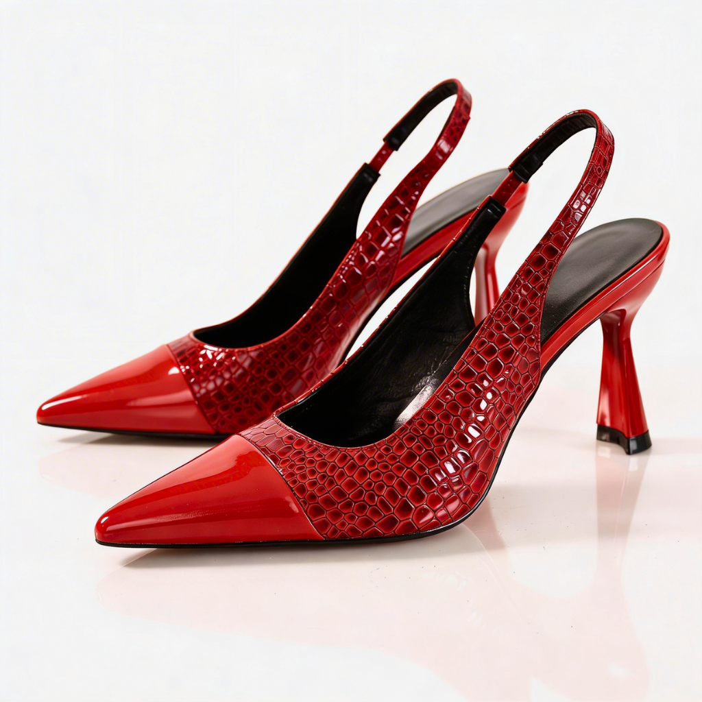 Valora | Croc-Embossed Slingback Heels