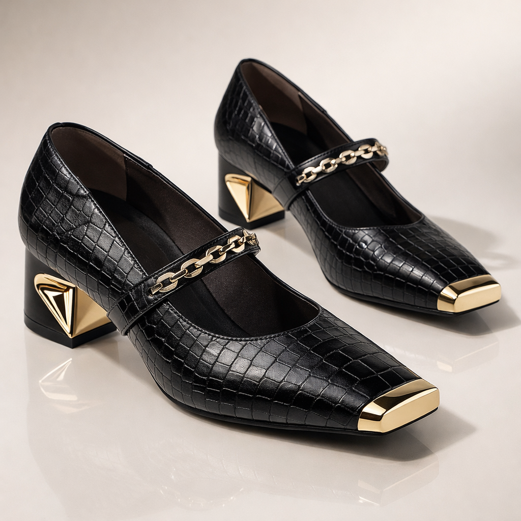 Aurea | Croc Chain Block Heels
