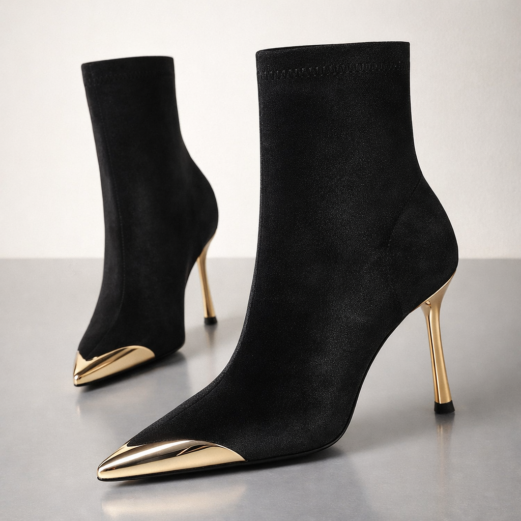 Aurelia | Gold Toe Stiletto Ankle Boots