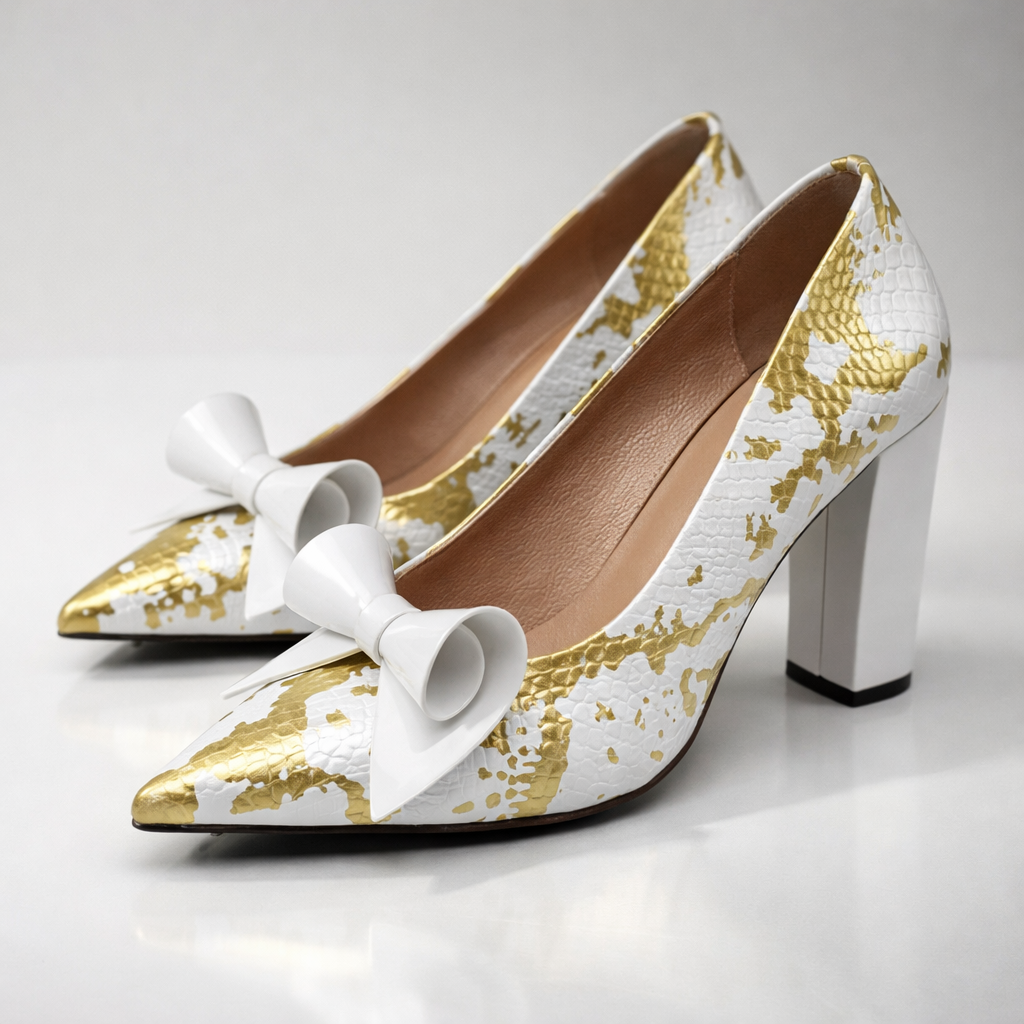 Noira | Croc Bow Block Heels