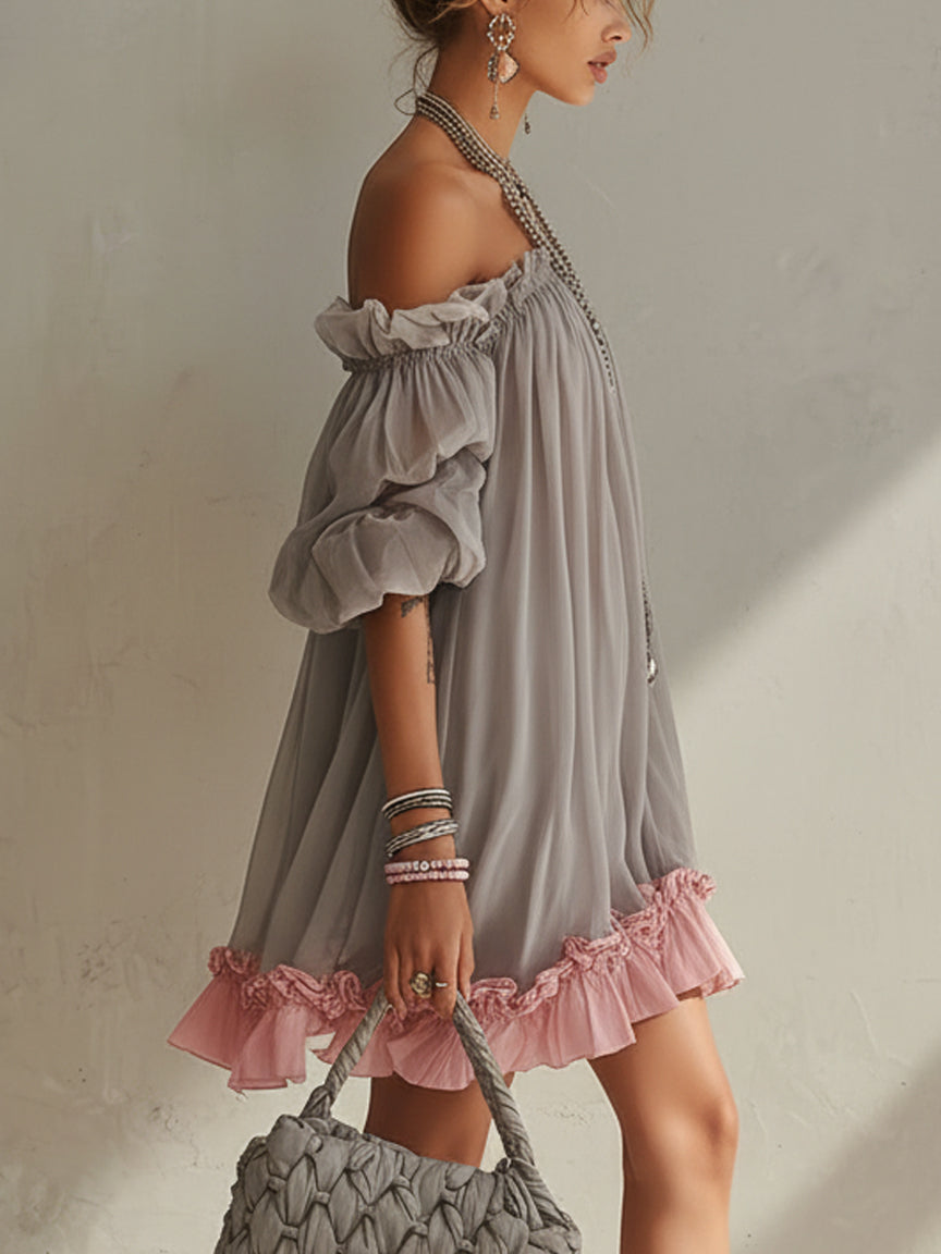 Elodie | Contrast Ruffle Mini Dress