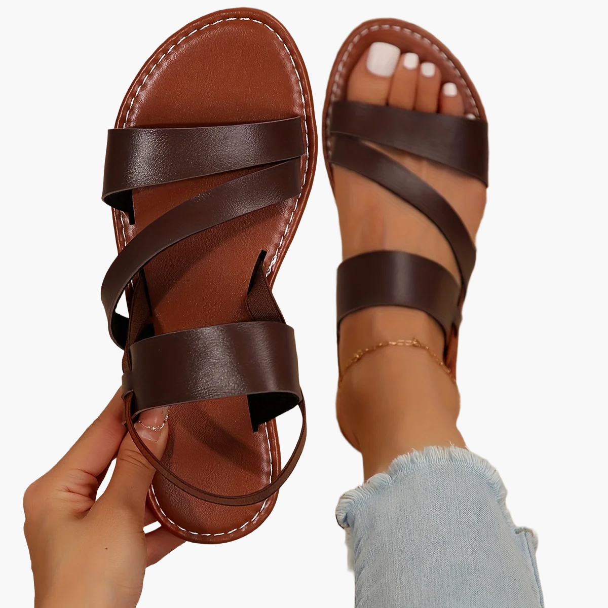 Sienna | Cross-Strap Flat Sandals
