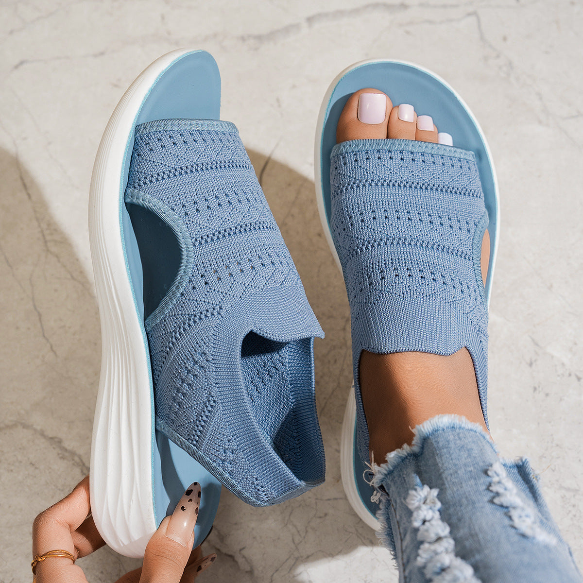 Faye | Knit Platform Sandals