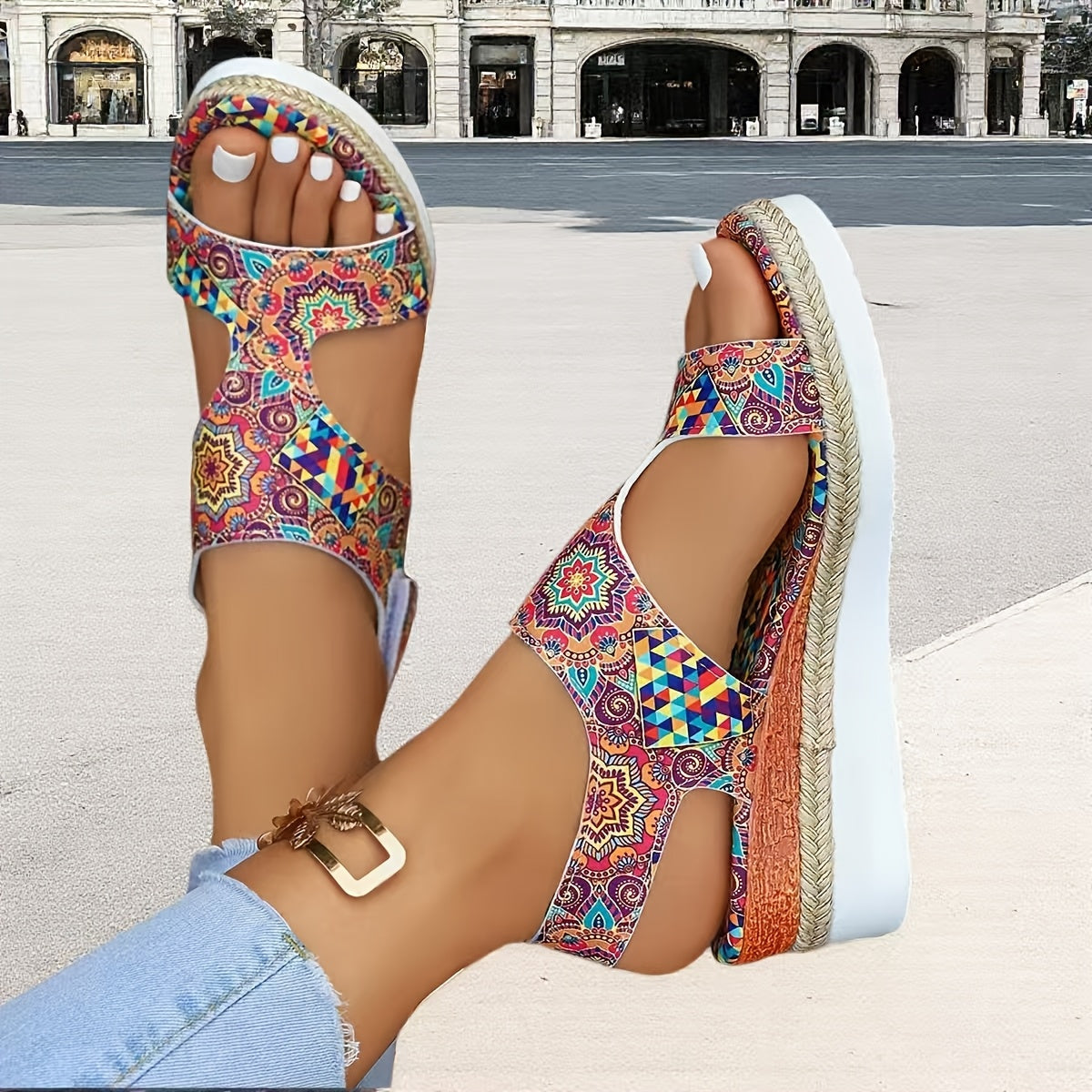 Megan | Floral Wedge Sandals