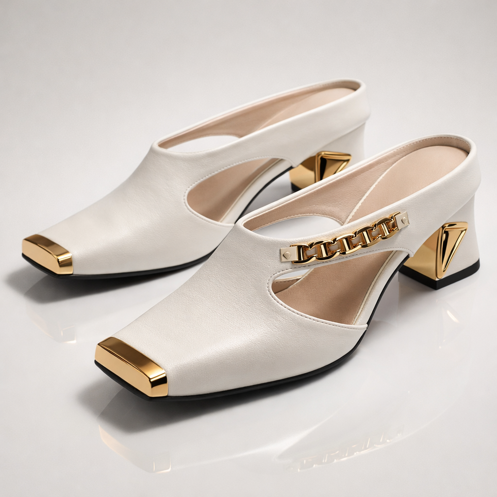 Aurea | Chain Mule Block Heels