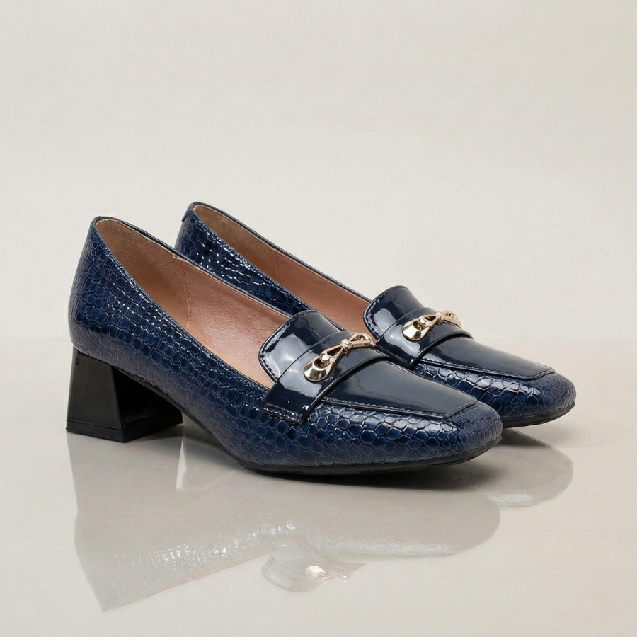 Verra | Croc-Embossed Loafer Heels