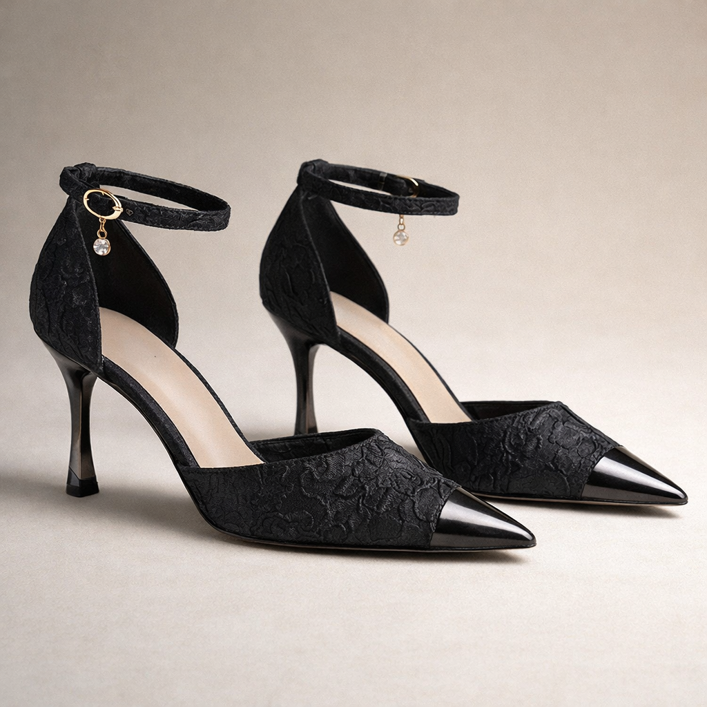 Aurevia | Gold Toe Ankle Strap Heels