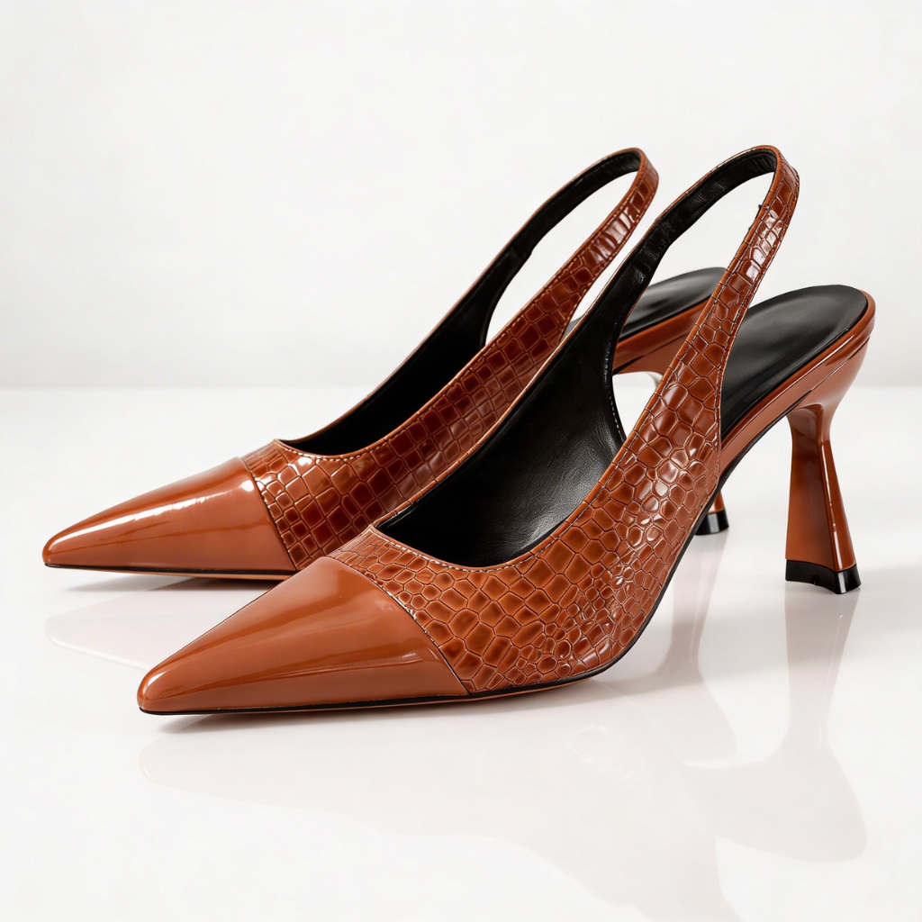 Valora | Croc-Embossed Slingback Heels