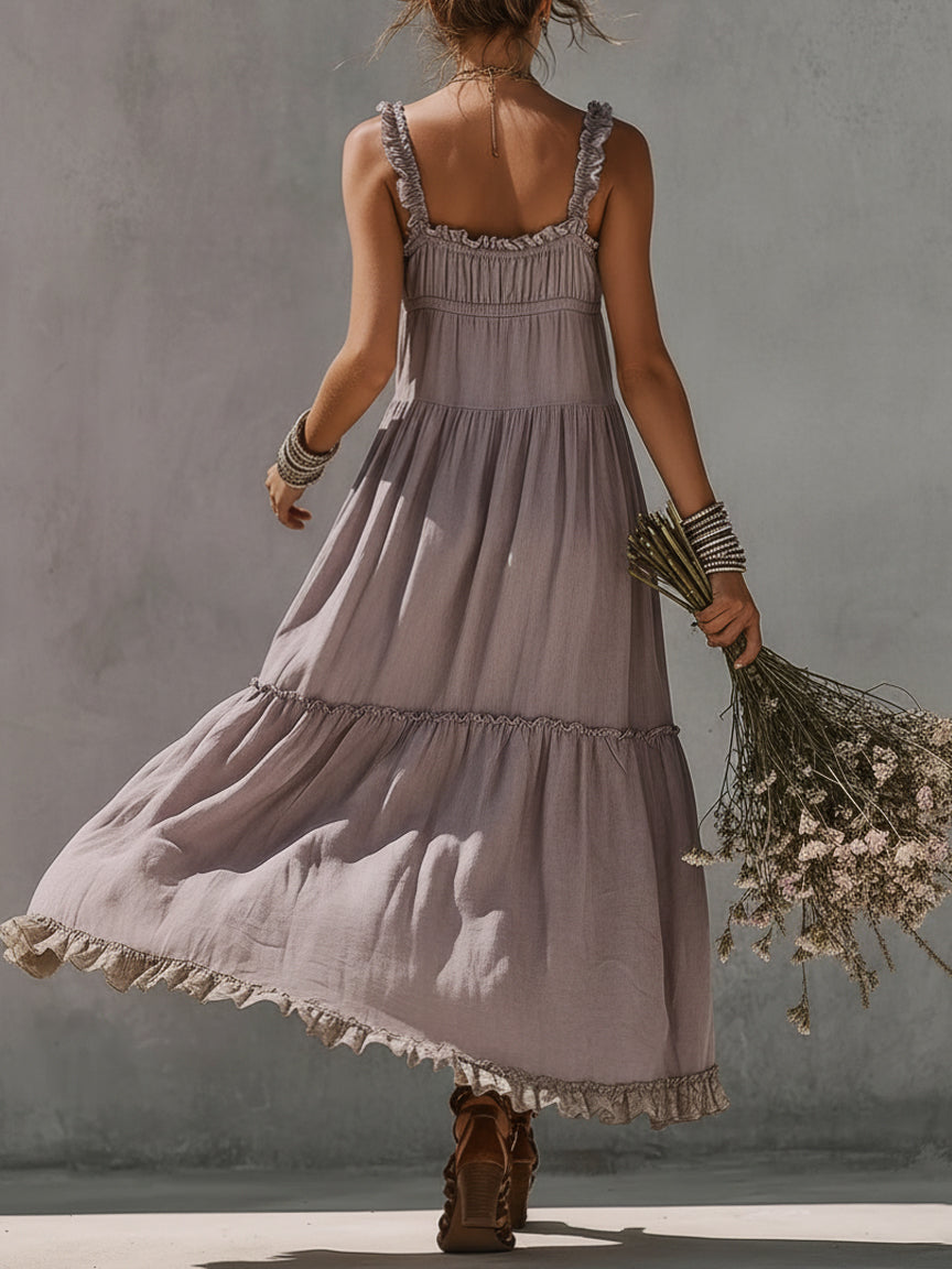 Amélie | Lace Linen Maxi Dress