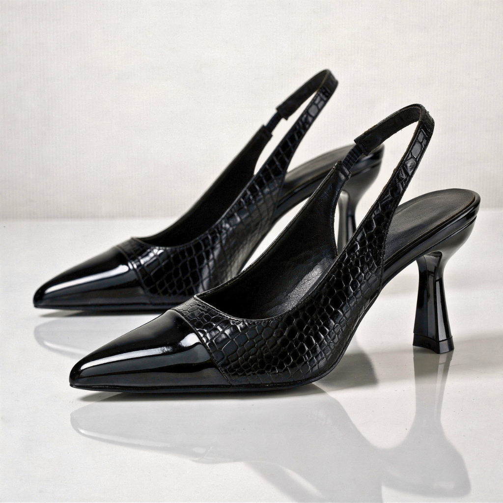 Valora | Croc-Embossed Slingback Heels