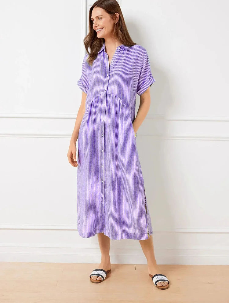 Wendy | Striped Midi Shirt Dress