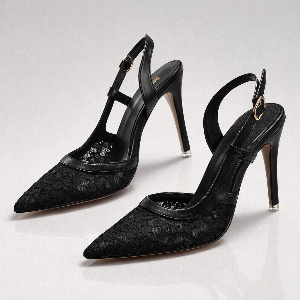 Seren | Lace Slingback Stiletto Heels