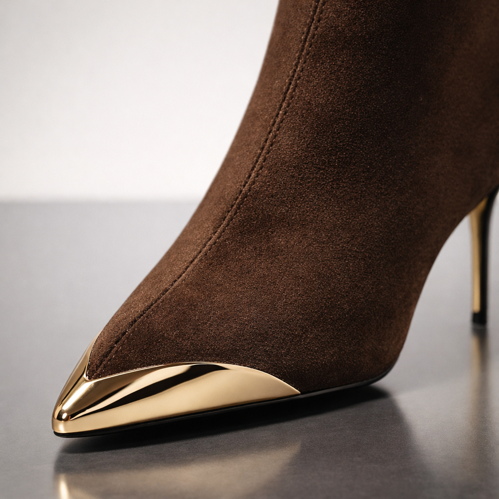 Aurelia | Gold Toe Stiletto Ankle Boots