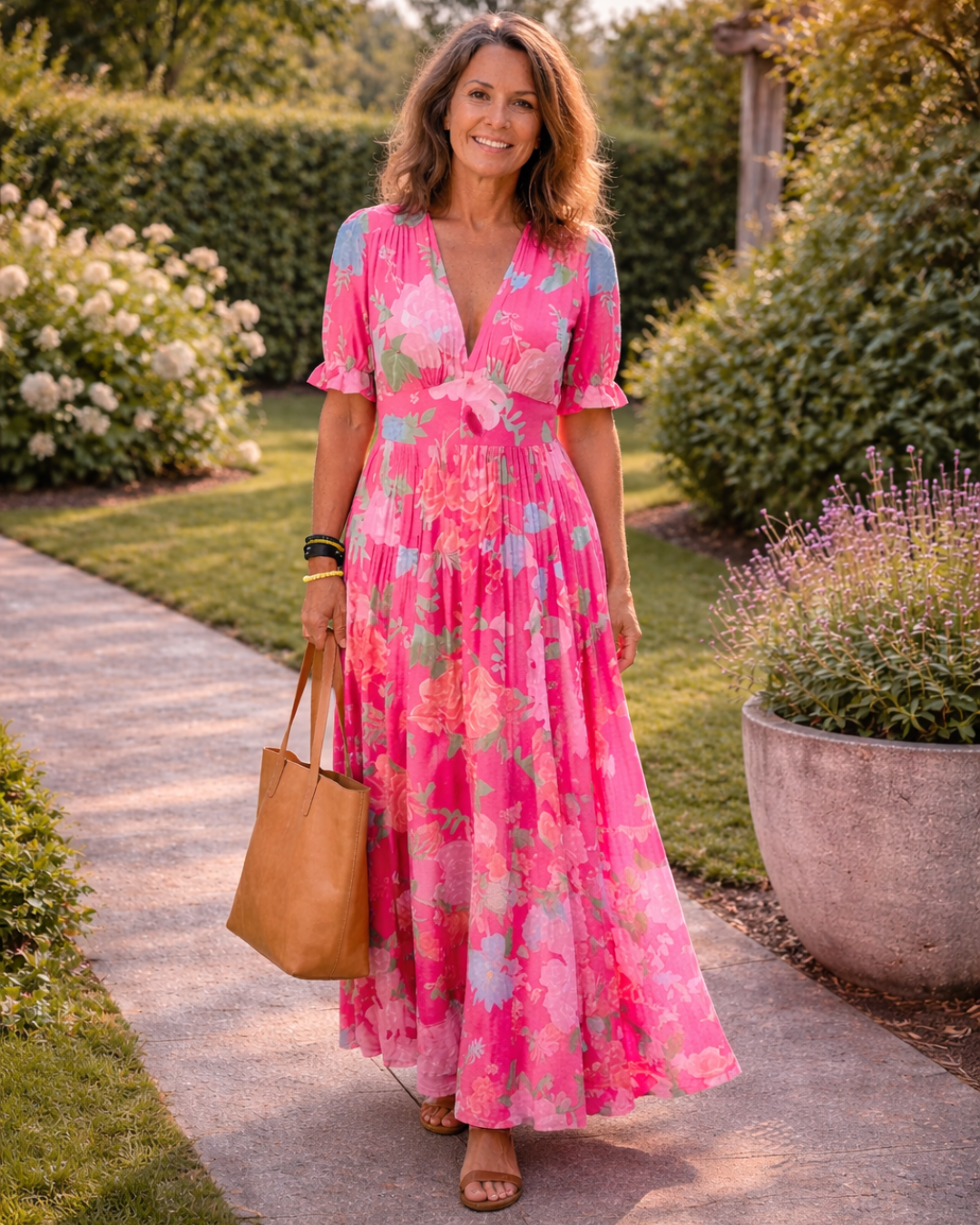Ione | Floral Puff Sleeve Maxi Dress