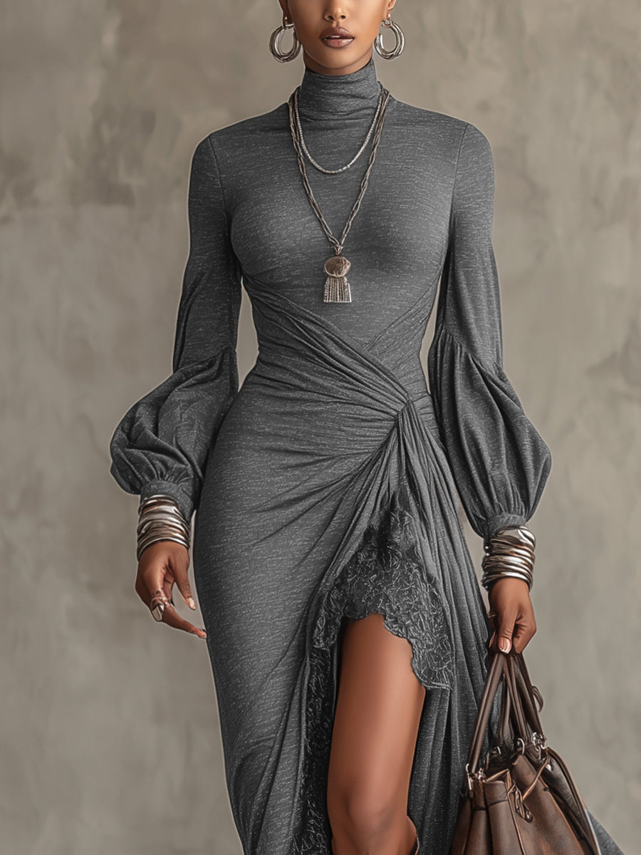 Elodie | Lace Puff Sleeve Maxi Dress