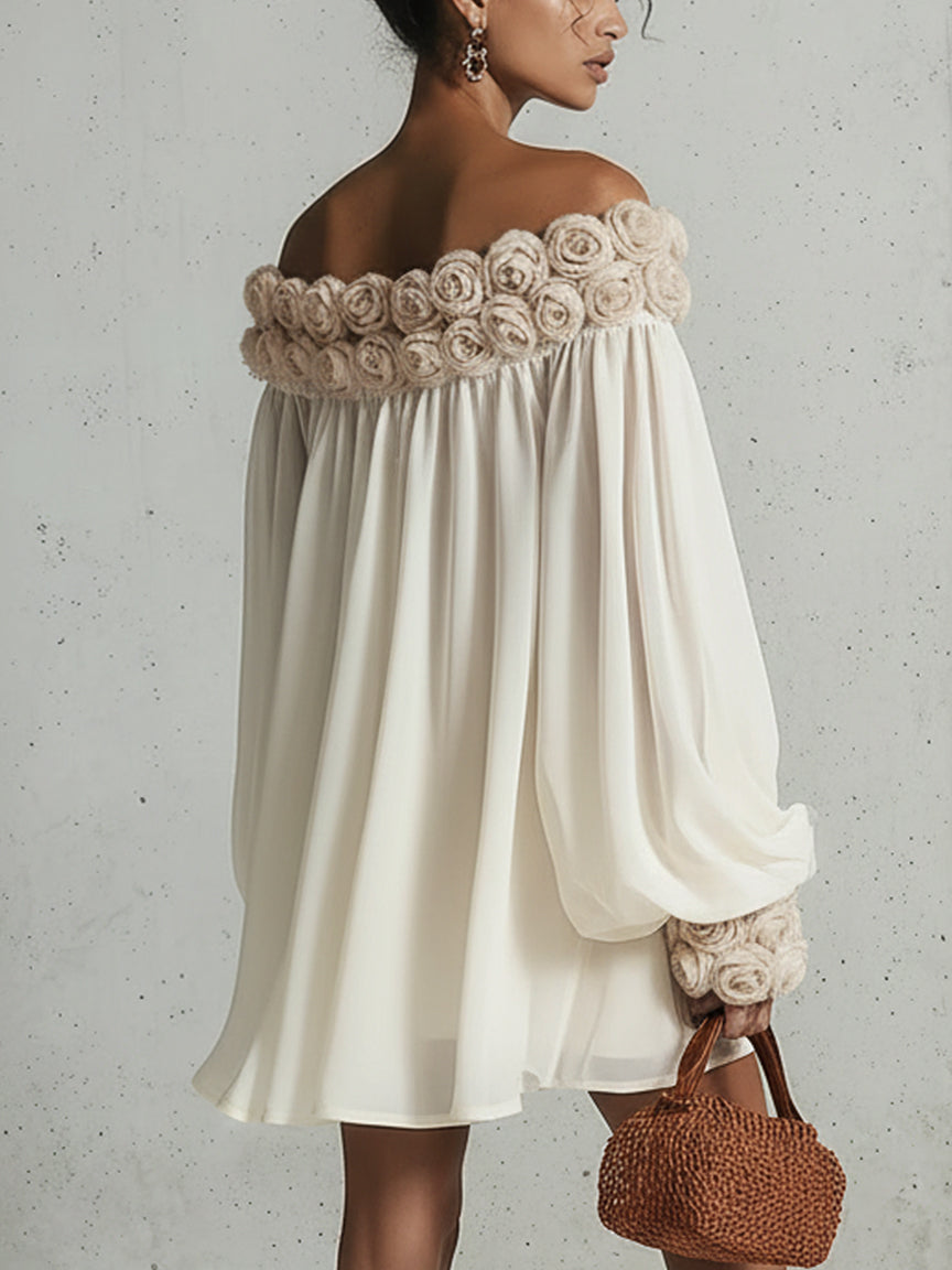Amélie | 3D Floral Chiffon Mini Dress