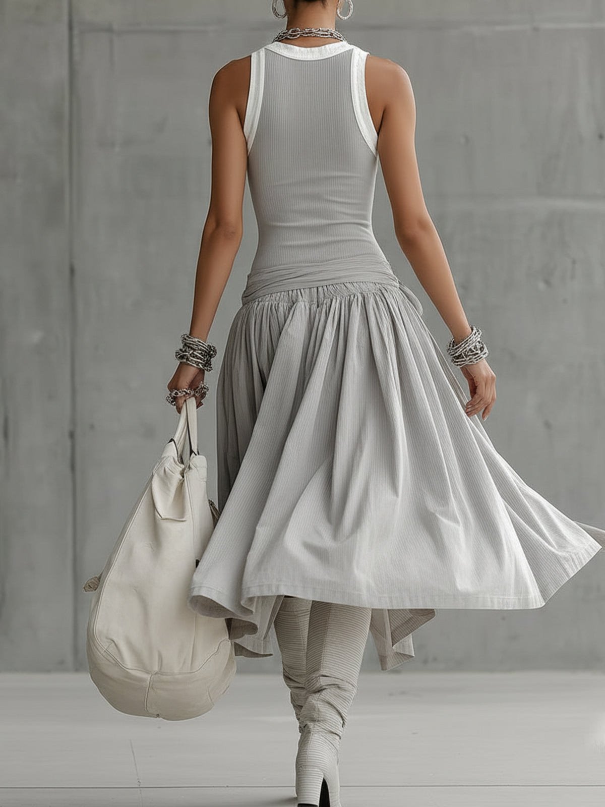 Elara | Draped Ribbed Midi Dress