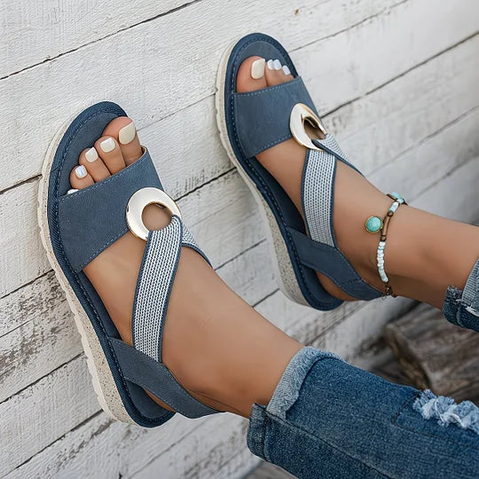 Luna | Gold Trim Flatform Sandals