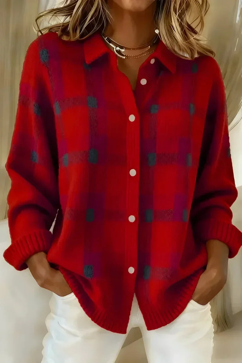 Brittany | Soft Plaid Button Cardigan for Women