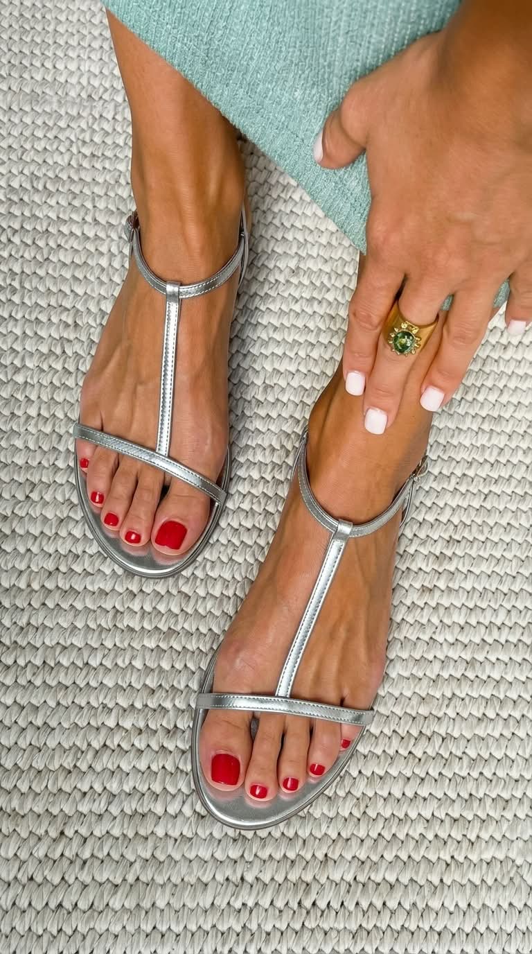 Elara | Gold T-Strap Sandals
